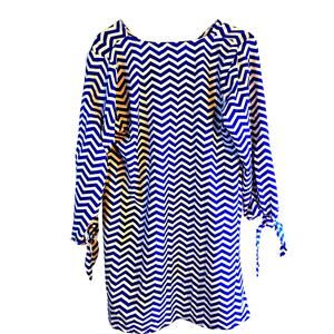 Castaway Women's Blue Tie Sleeves Shirt Medium M Top Blouse Misses Size 8 10